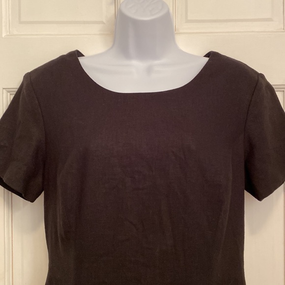 Adolfo Studio Black Sheath Dress Shoulder Pads Lined Linen Blend Size 10 - Picture 2 of 5